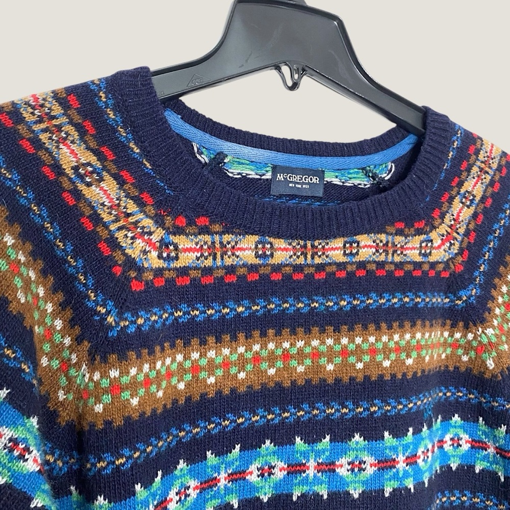 McGregor Nordic Fair Isle Sweater Men Academia Cabin Ski Snow Lambs Wool XL - Picture 2 of 11